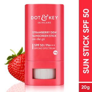 Dot & Key Strawberry Dew Sunscreen Stick with SPF 50 PA+++ On-the-Go | Easy & Mess-Free Reapplication | Blocks UVA+UVB rays | No Chalky Residue, No White Cast | All Skin Type Sunscreen Stick for Men & Women | 20g