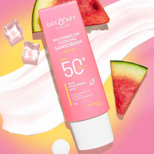 Dot & Key Watermelon Cooling Sunscreen SPF 50 PA+++ | Face Sunscreen Suitable for Oily Skin & Combination Skin | No White Cast, Boosts Vitamin D Absorption & Quick Absorbing - 50 gm