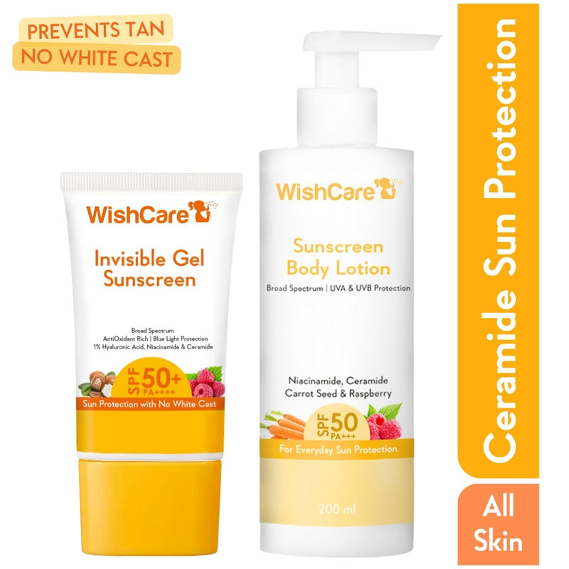Wishcare Ceramide Sunscreen Kit - SPF 50 Broad Spectrum - PA+++ UVA & UVB Protection - No White Cast