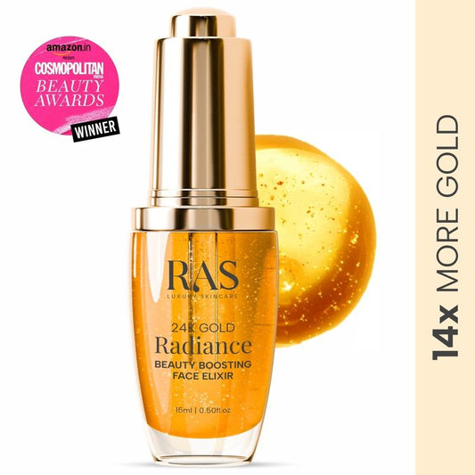 RAS Luxury Oils 24K Gold Radiance Beauty Boosting Face Elixir Serum For Glowing Skin