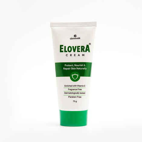 Elovera Moisturising cream 75 gm | For Dry Skin | with Aloe Vera & Vitamin E | Protects, Nourishes and Repairs Skin | Paraben Free | Fragrance Free