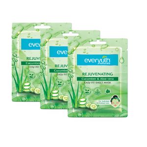 Everyuth Naturals Rejuvenating Cucumber & Aloe Vera Sheet Mask (Pack of 3)