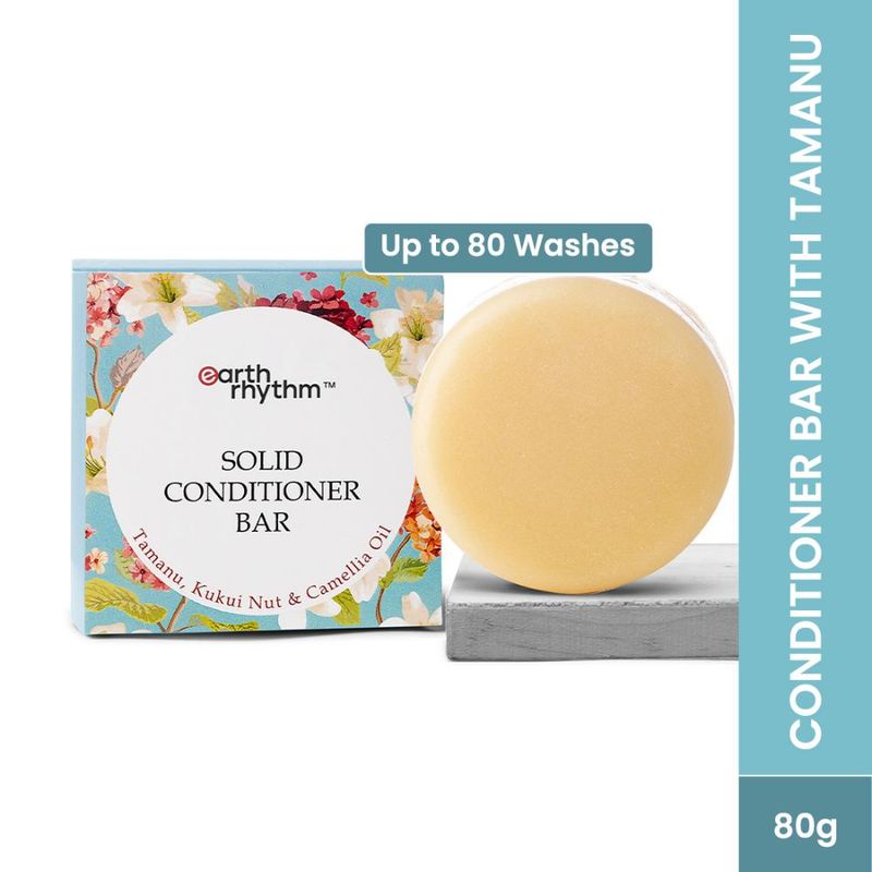 Earth Rhythm Tamanu, Kukui Nut & Camellia Oil Solid Conditioner Bar Cardboard, Hydrates Scalp