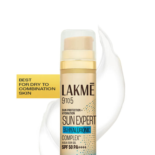 Lakme 5% Hyaluronic Water-Light Sunscreen Gel SPF 50 Pa++++ For Oily Skin, Plump & Hydrated Skin