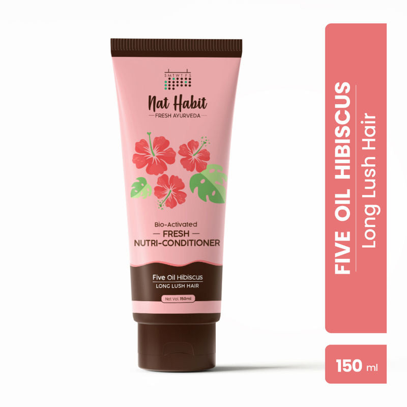 Nat Habit Five Oil Hibiscus Conditioner For Hair Fall Control, 72 Hrs Frizz Control With Fenugreek