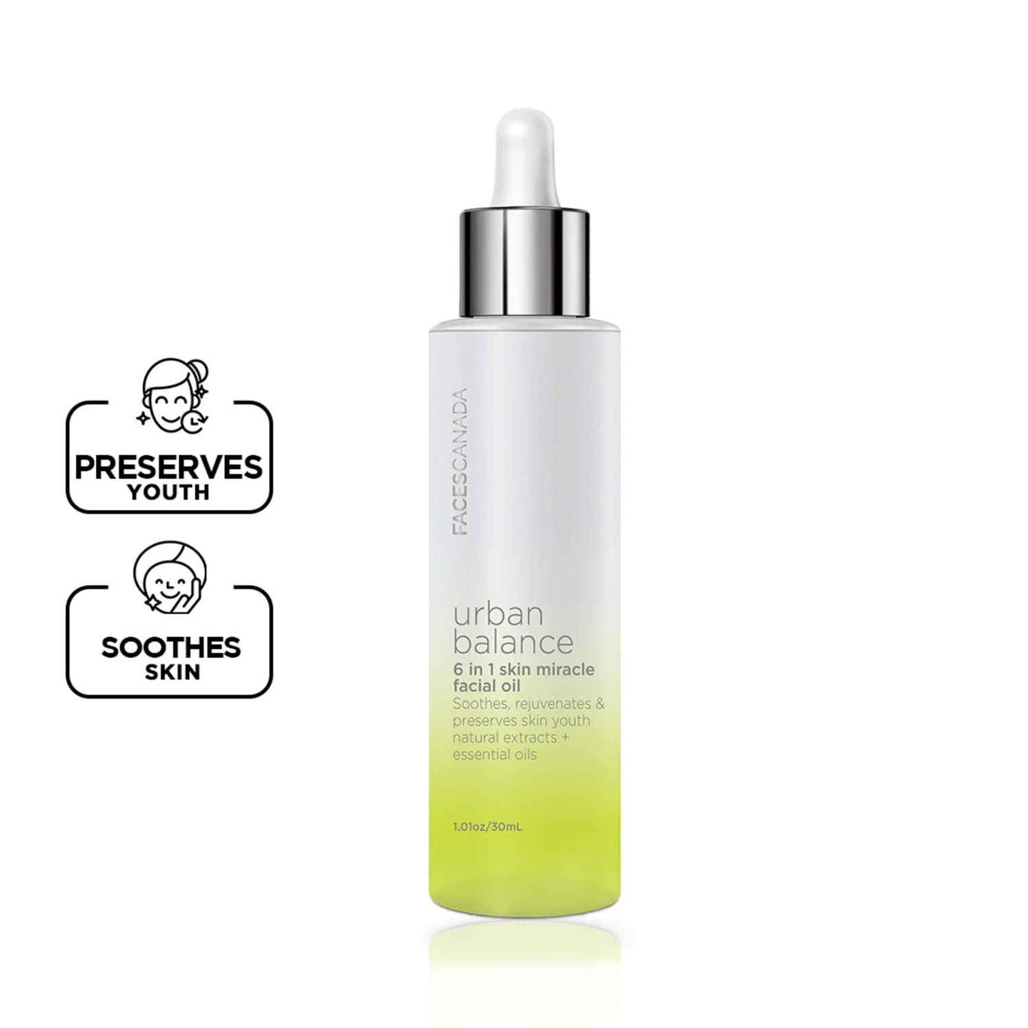 FACES CANADA Urban Balance 6 in1 Skin Miracle Facial Oil (30 ml) | For All Skin Types | Gentle on Skin | Paraben Free | Sulphate Free