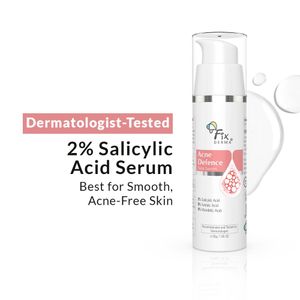 Fixderma 2% Salicylic Acid Acne Defence Face Serum  5% Azelaic Acid & 4% Mandelic Acid | For Men & Women Face Serum For Oily Skin- 30 gm