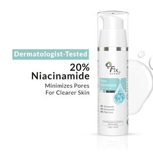 Fixderma 20% Niacinamide Serum for Face for Pore Minimizer with 2.5% Glucosamine & Hyaluronic Acid Serum | Open Pores Serum | Hydrating Serum | Face Serum for Men & Women - 30 gm