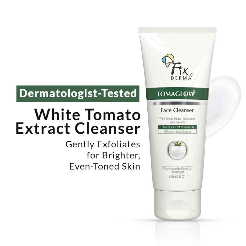 Fixderma Tomaglow Face Cleanser with White Tomato Extract, Niacinamide with Jojob Oil, Lightens Dark Spots & Instantly Illuminates Skin, Face Cream for Men & women - 100 gm