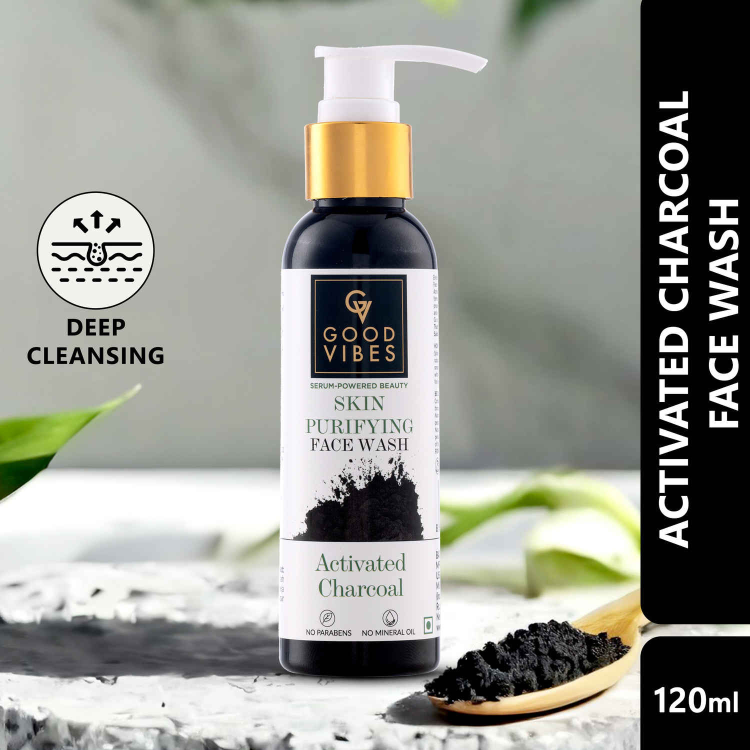 Good Vibes Activated Charcoal Skin Purifying Face Wash | Anti- Pollution, Removes Dirt (120 ml)