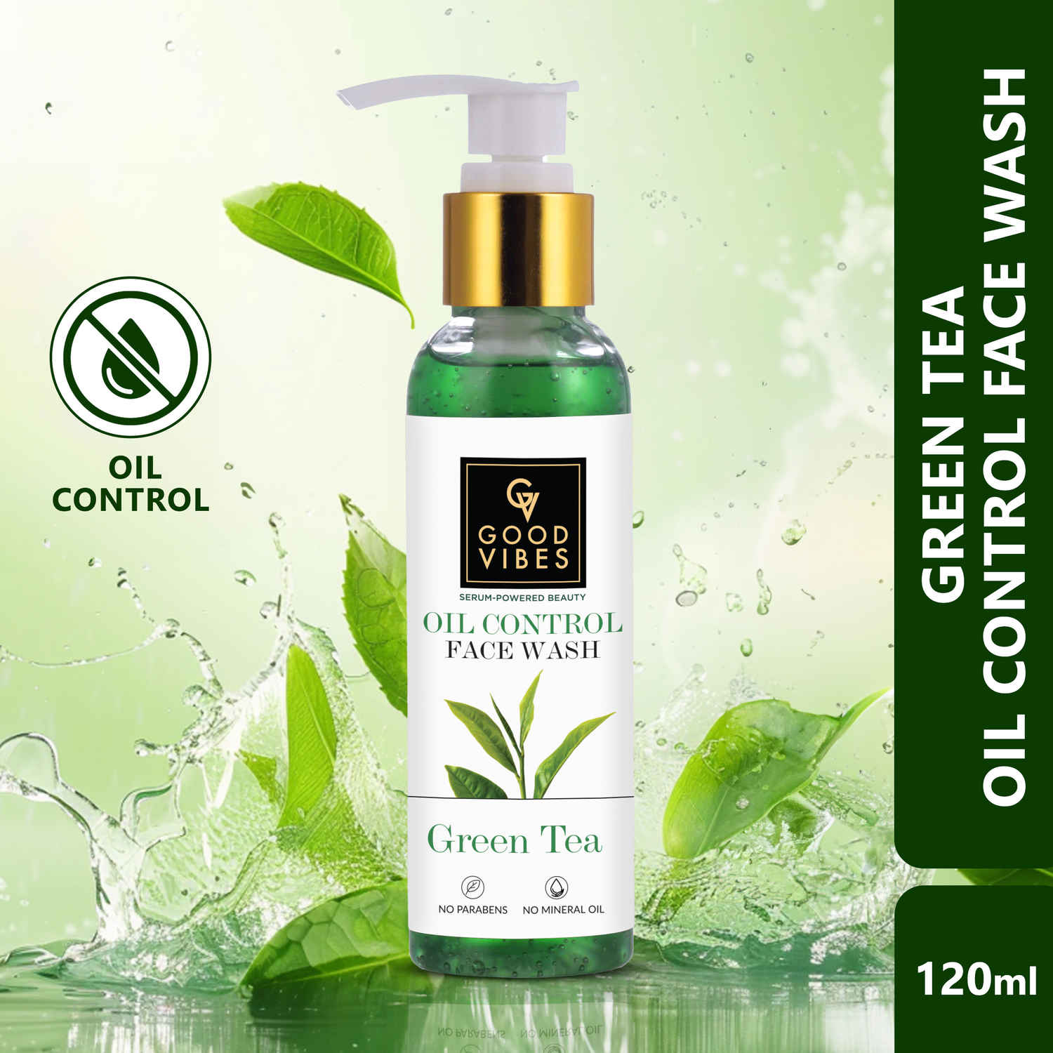Good Vibes Oil Control Green Tea Face Wash | Prevents Acne Skin Purifying (120 ml)