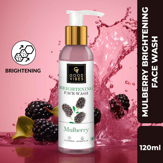 Good Vibes Mulberry Brightening Face Wash | Cleansing, Lightening | With Papaya | No Parabens, No Mineral Oil, No Animal Testing (120 ml)