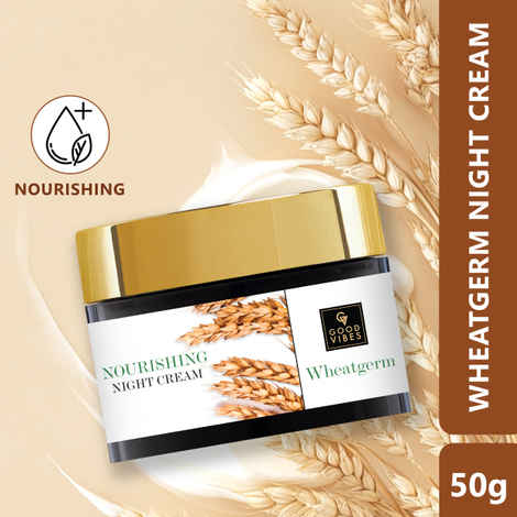 Good Vibes Wheatgerm Nourishing Night Cream | Anti-Inflammatory, Heals Scars | With Almond Oil | No Parabens, No Sulphates, No Mineral Oil (50 gm)