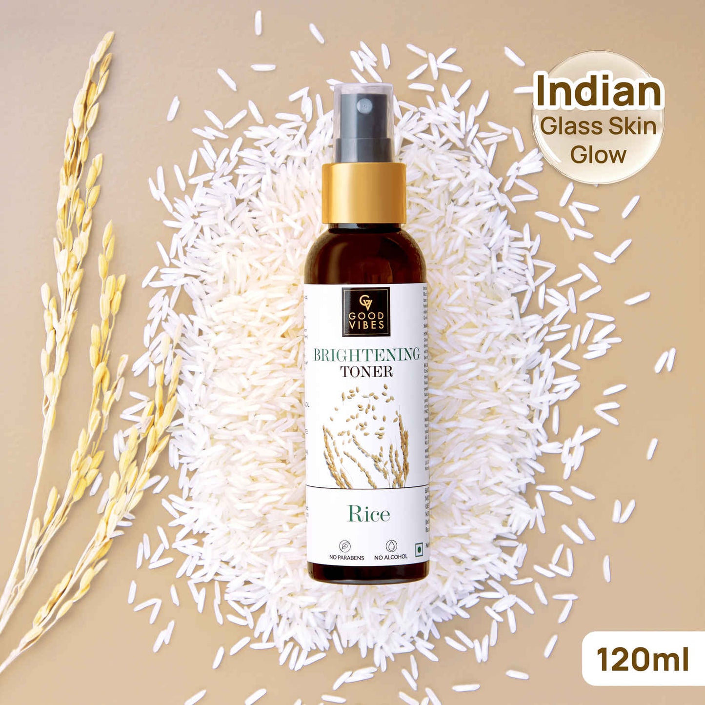 Good Vibes Rice Brightening Toner | Rice water, Pore Minimizing, Glass skin, Korean skin | With Cucumber (120 ml)