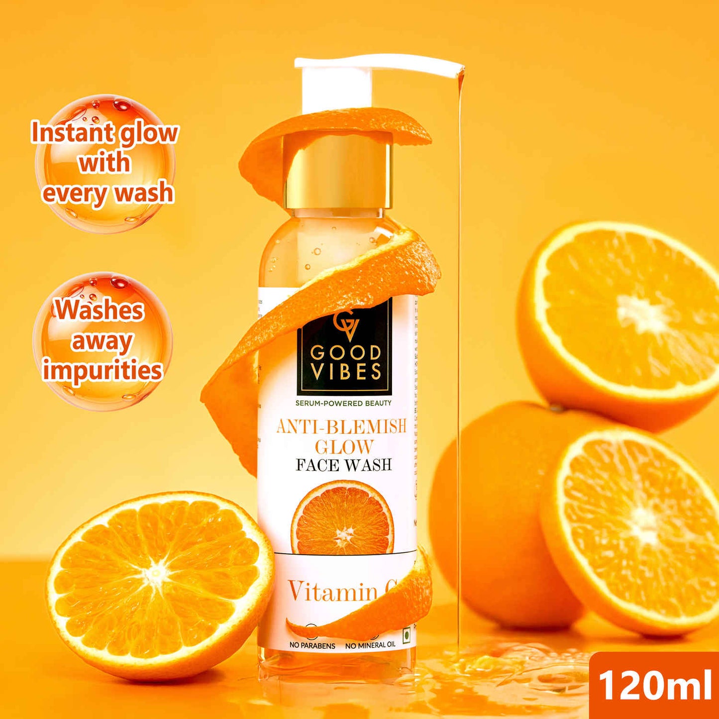 Good Vibes Anti Blemish Glow face Wash Vitamin C | Brightening, Skin Illuminating (120 ml)