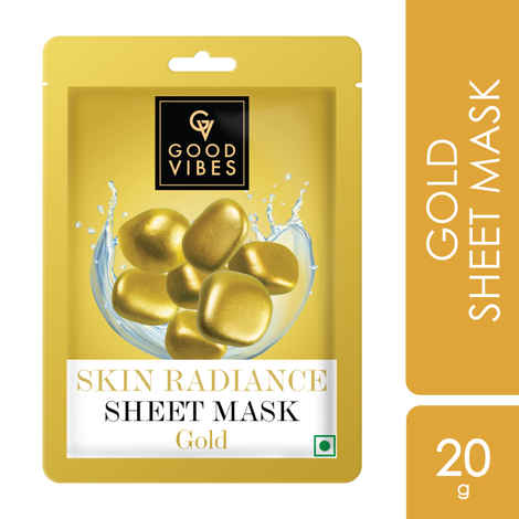 Good Vibes Gold Skin Radiance Sheet Mask | Anti-Ageing, Moisturizing | Vegan, No Parabens, No Sulphates, No Mineral Oil, No Animal Testing (20 gm)