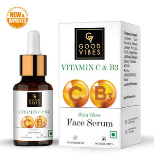 Good Vibes Vitamin C & B3 Skin Glow Face Serum | Free 50% Product Extra| With Orange | Easy Absorption | No Parabens, No Silicones, No Sulphates, No Animal Testing (15 ml)