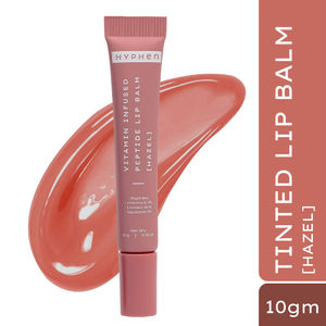 Hyphen Tinted Lip Balm - Hazel | 1% Vitamin E, 2% Squalane & Peptides | Brightening Lip Balm for Dark Lips | 24h Moisturization for Dry Lips - 10 gm