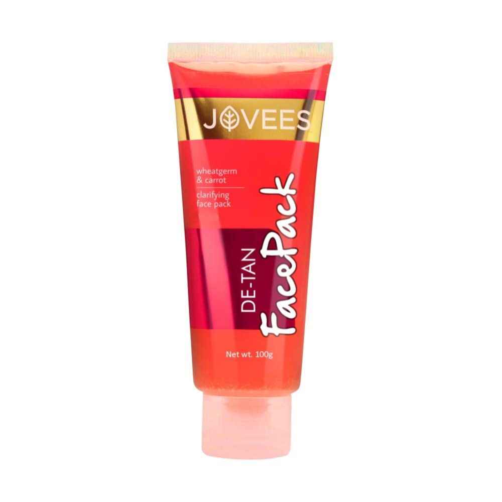 Jovees Herbal De-Tan Face Pack | Contains Wheat Germ and Carrot | For Tan Removal and Skin Revitalization | Bright and Glowing Skin |100 gm
