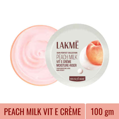Lakme Peach Milk Vit-E creme Moisture-Riser |Enriched With Vitamin E |Iimproves Skin Texture |100 gm 