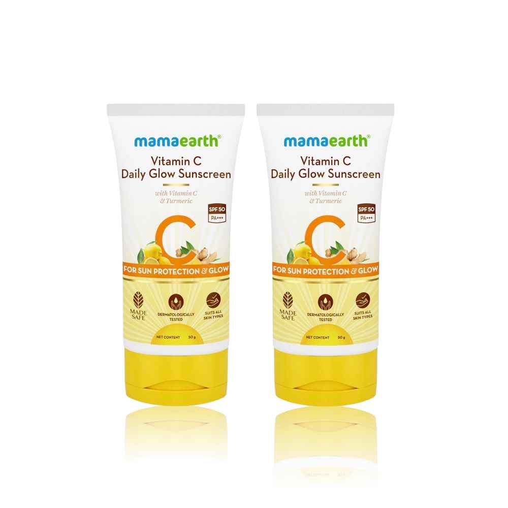 Mamaearth Sun Glow Essentials: Vitamin C Sunscreen - Pack of 2 (2 x 50 g)