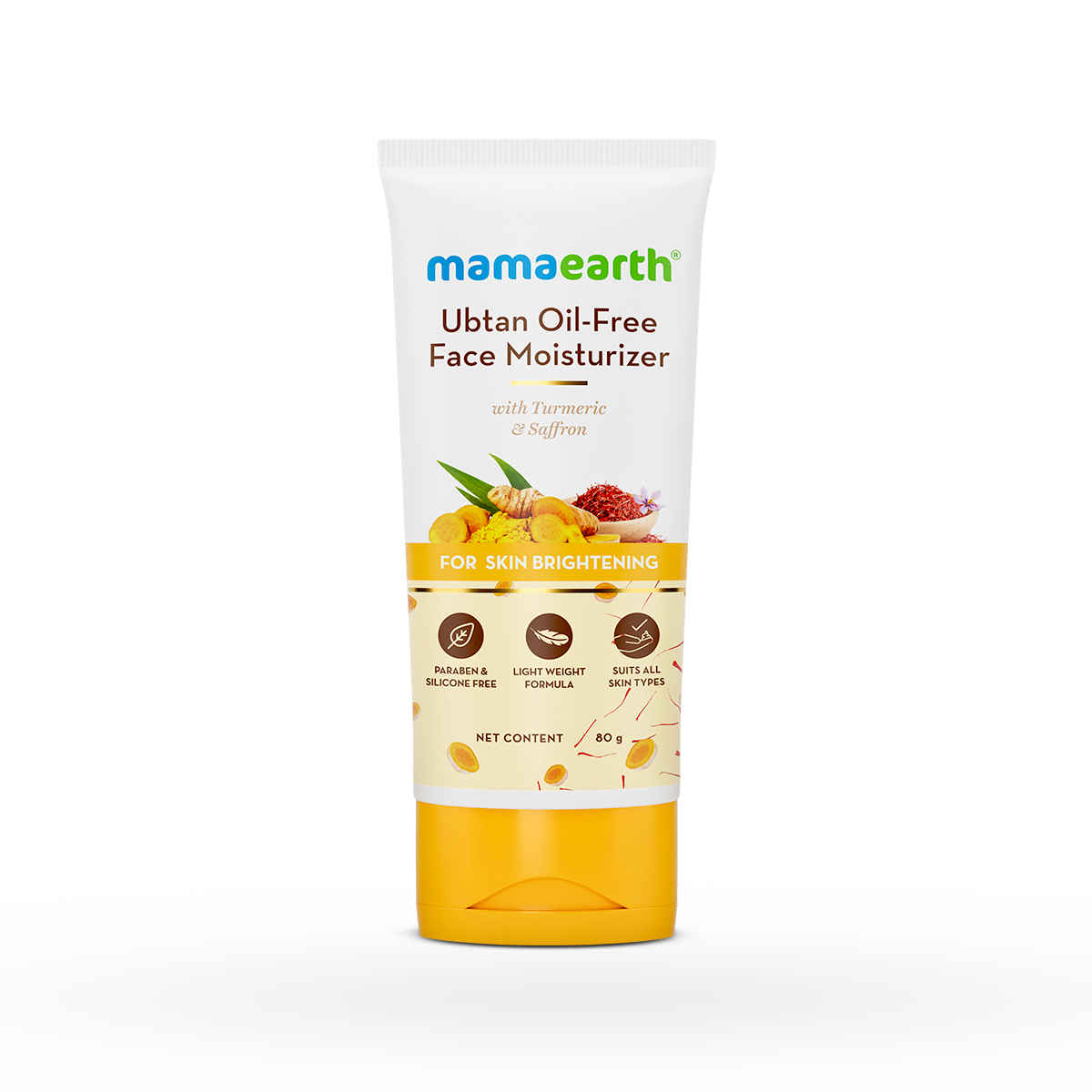 Mamaearth Ubtan Oil-Free Face Moisturizer with Turmeric & Saffron for Skin Brightening - 80 gm