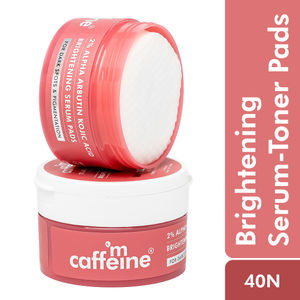 mCaffeine CLEAR GLOW 2% Alpha Arbutin Kojic Acid Brightening Serum Pads with 3% Niacinamide For Dark Spots & Pigmentation | Toner Pads for Even Skin Tone|For Men & Women | Fragrance Free- 40 N (x1)