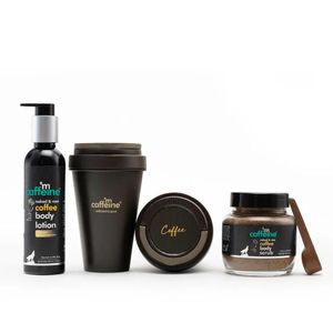 mCaffeine Coffee Deep Body Cleansing Kit | Body Scrub, Body Wash, Body Lotion | Deeply Cleanses, Exfoliates, Moisturizes | Enriched with Vitamin-E and Coconut Oil Combo of 3