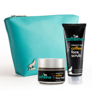 mCaffeine Coffee Skin Refining Kit | Free All Purpose Teal Pouch | Exfoliates, Unclogs Pores | Face Scrub, Face Mask | Paraben & SLS Free 200 gm