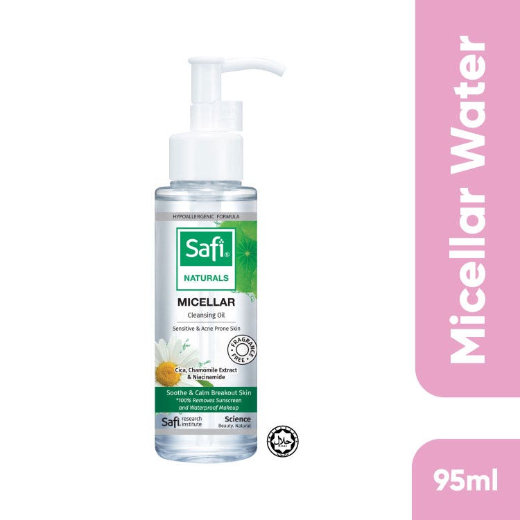 Safi Naturals Micellar Cleansing Oil Sensitive And Acne Prone (Cica, Chamomile And Niacinamide)  95Ml