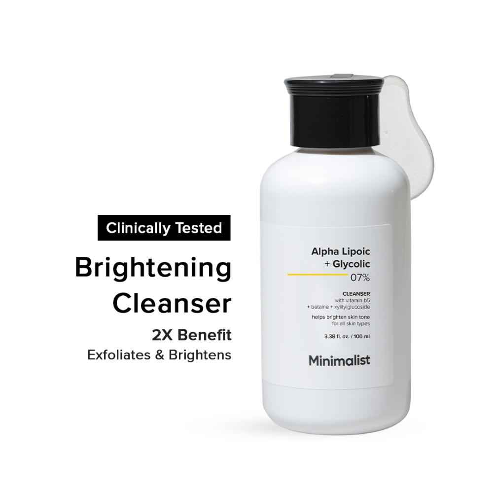 Minimalist 7% alpha Lipoic + Glycolic Cleanser with Vitamin B5 + Betaine + Xylitylglucoside for Brightness & Smoothens Skin | Face Wash to brighten & Smoothen your skin - 100 ml