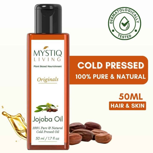 Mystiq Living Jojoba Oil Pure and Cold Pressed (50 ml) For Face, Skin, Body & Hair Growth