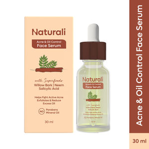 Naturali Acne & Oil Control Face Serum With Willow Bark, Neem & Salicylic Acid Fights Active Acne 30 ml