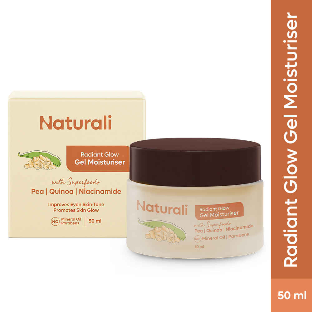 Naturali Radiant Glow Gel Moisturiser with Superfoods Pea, Quinoa & Niacinamide | Promotes Skin Glow 50 ml