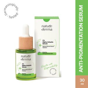 Nature Derma 2% Alpha Arbutin Serum with Natural Biome-Boost™| Reduces Dark Spots & Pigmentation| Evens Skin Tone & Strengthens | 30 ml | Dermatologically Tested