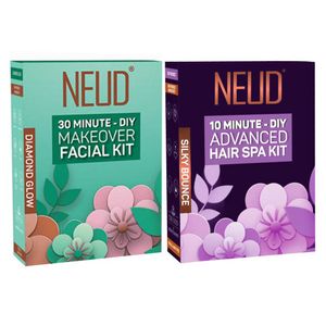 NEUD Combo of Facial Kit (60 gm) and Hair Spa Kit (40 gm) - 1 Pack Each