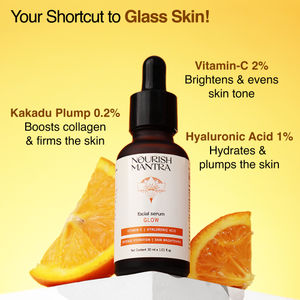 Nourish Mantra Glow Serum with Vitamin C & Hyaluronic Acid for Radiant and Glowing Skin - 30ml