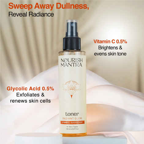 Nourish Mantra Radiant Glow Toner with Glycolic Acid for Glowing Skin & Pore Tightening - 150ml