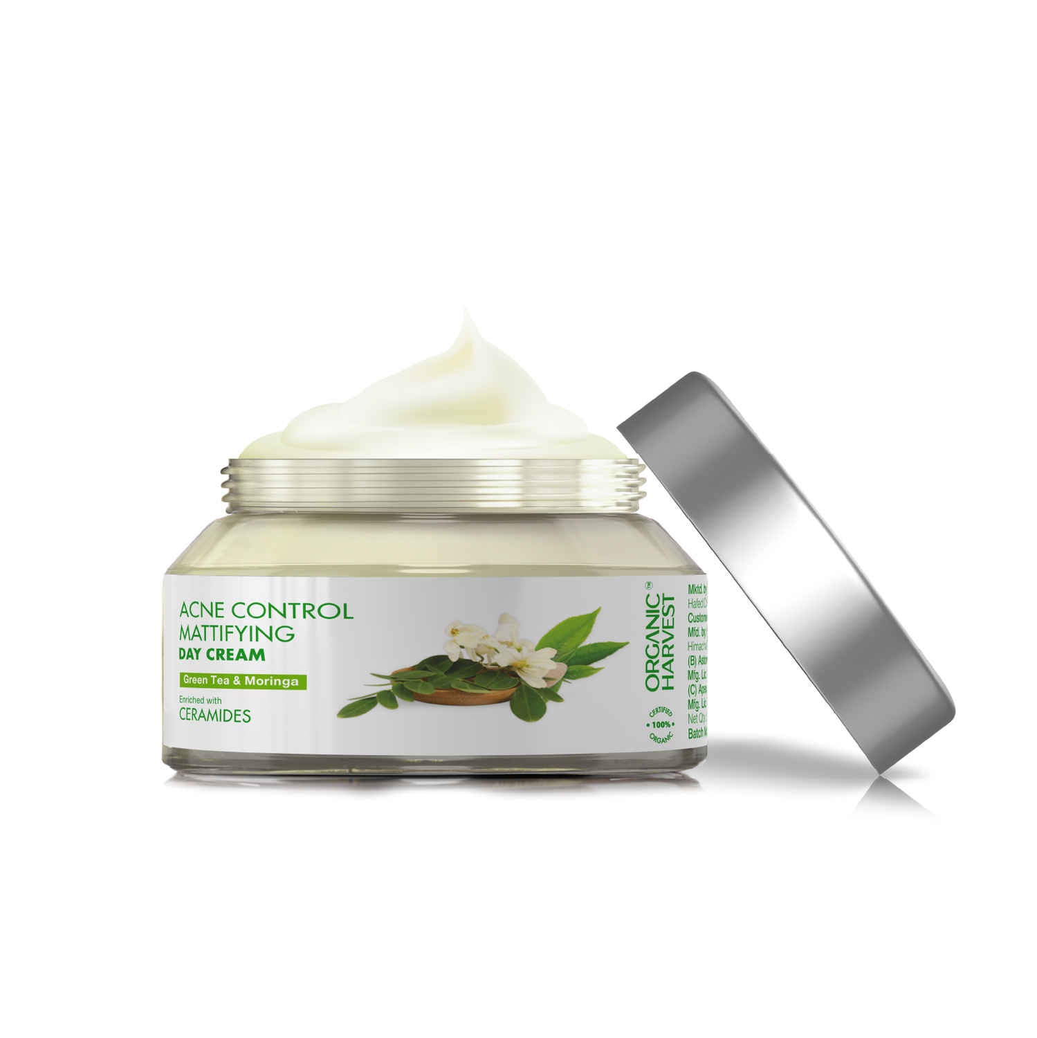 Organic Harvest Acne Control Mattifying Day Cream: Green Tea & Moringa | For Men & Women | For Acne-prone Skin | Fights Pimples & Acne | 100% American Certified Organic | Sulphate & Paraben-free - 50 gm