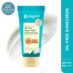 Pilgrim 5% Niacinamide Oil-Free Super Light Gel Sunscreen SPF 50+ PA++++ with Korean White Lotus, 40 ml