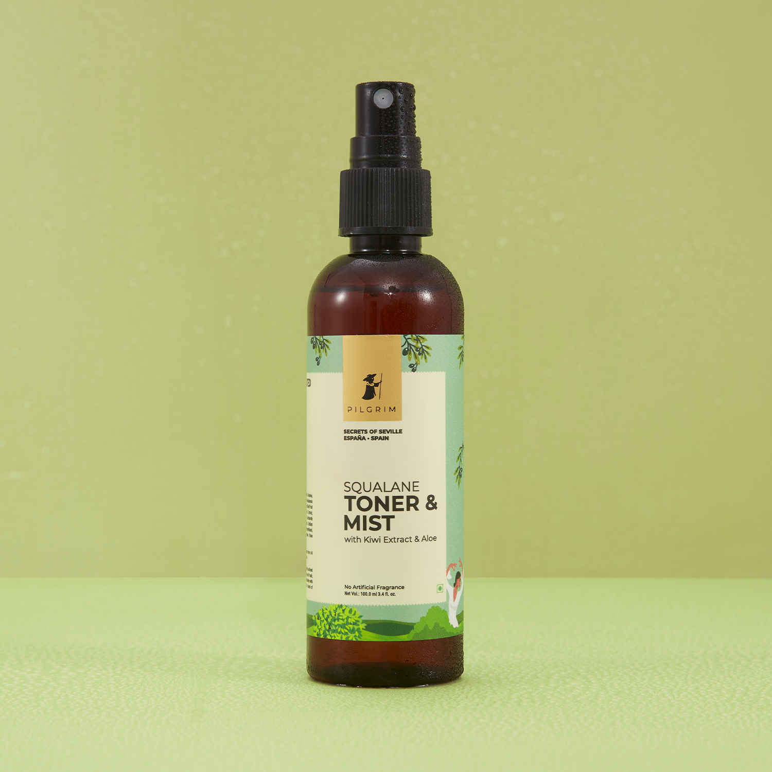 Pilgrim Squalane Face Toner & Mist With Kiwi Extract & Aloe for glowing skin Intensely Hydrates, Refreshes, PH Balance (100 ml)