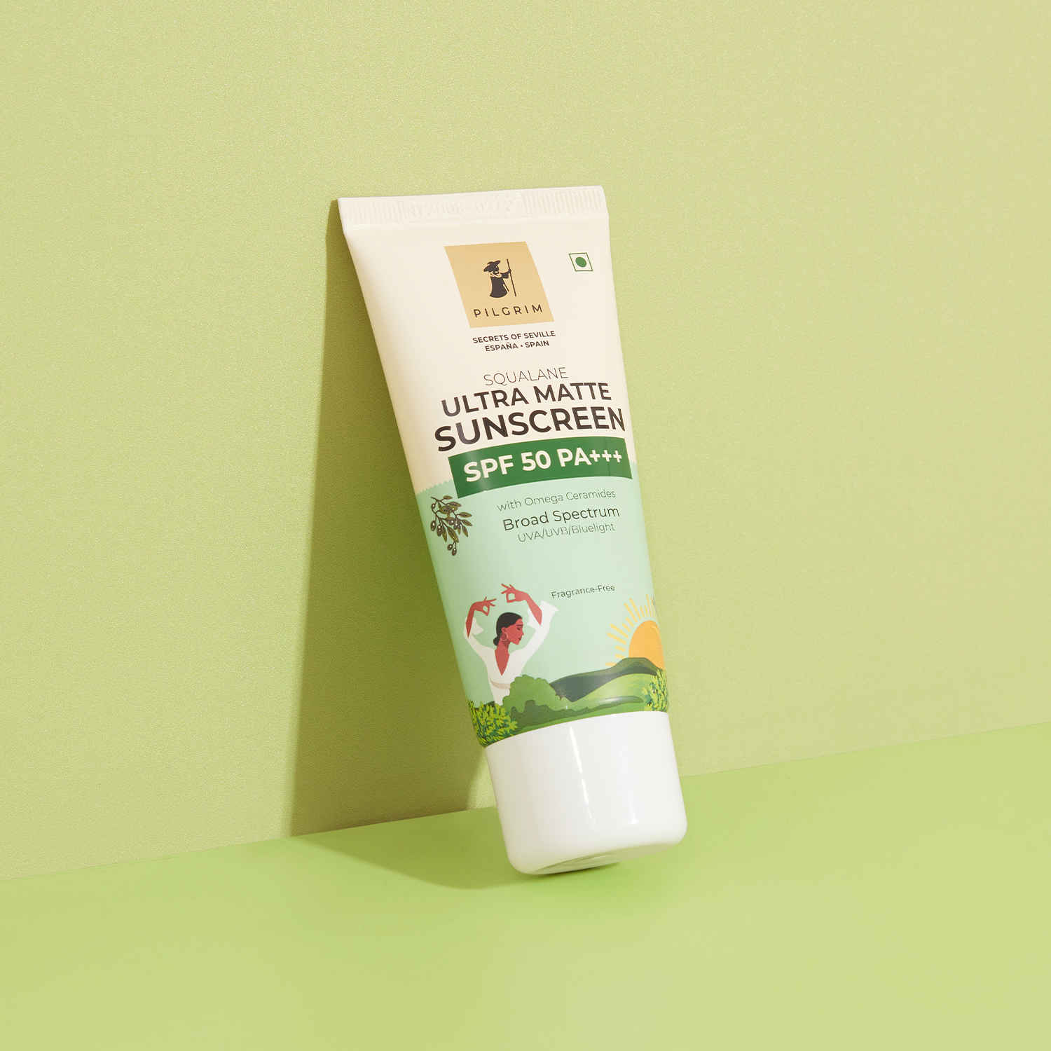 Pilgrim Squalane Ultra Matte Sunscreen SPF 50 PA+++ For Women & Men | Broad Spectrum Protection/UVA/UVB/Blue Light Protection | All skin types, 50 gm