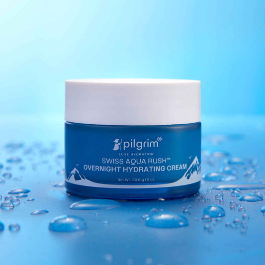 Pilgrim Swiss Aqua Rush Overnight Hydrating Face Cream| Crafted with Powerful Hydrators, Aquaxyla„¢ & Ceramides | Overnight Intense Hydration | Fortifies skin barrier | 50 gm