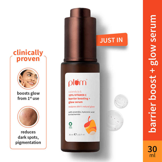 Plum 10% Vitamin C Barrier Boosting + Glow Serum with Calendula For Glowing Skin | 30 ml