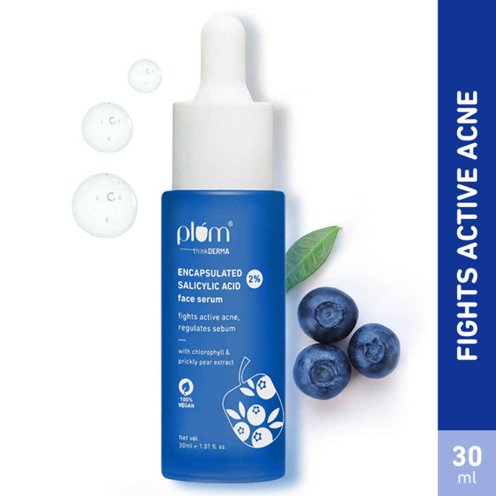 Plum thinkDERMA 2% Encapsulated Salicylic Acid Face Serum | Fights Active Acne | Regulates Sebum | Controls Oil |  100% Vegan | 30 ml