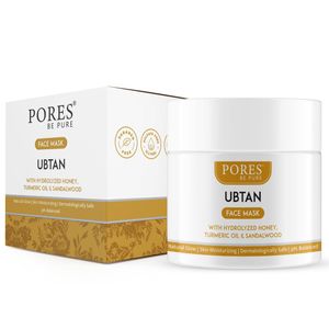 PORES Be Pure Ubtan Face Mask With Hydrolysed Honey, Turmeric Oil & Sandalwood for Glowing Skin, Brightening Skin for Women Men - 100 gm