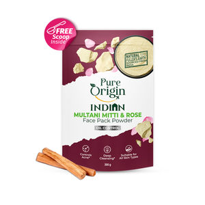 Pure Origin Multani Mitti & Rose Face Pack Powder | Fights Acne | Controls Oil | Cleanses Deeply | Removes Tan | All Skin Types | 200 gm