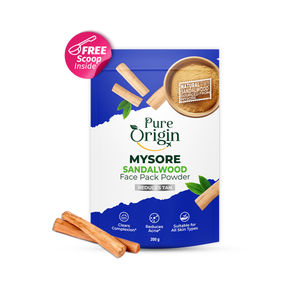 Pure Origin Mysore Sandalwood Face Pack Powder | Reduces Acne | Removes Tan | Deep Exfoliation | All Skin Types | 200 gm