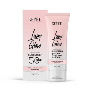 Renee Lumi Glow Highlighting Sunscreen with SPF 50, Lightweight & Non-Sticky, No White Cast, Protact against UVA-UVB, Radiant Finish, Protect, nourishes skin With Niacinamide and Hyaluronic acid, 50 gm