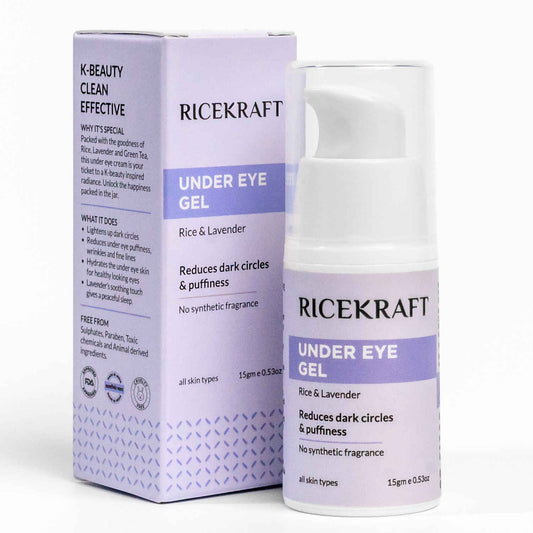 Ricekraft Under Eye Cream For Dark Circles, Wrinkles, Puffy Eyes, Anti ageing | Cruelty-Free, Paraben Free | with Rice Extract, Lavender, Green Tea | No Synthetic Fragrance | For Men and Women - 15 gm